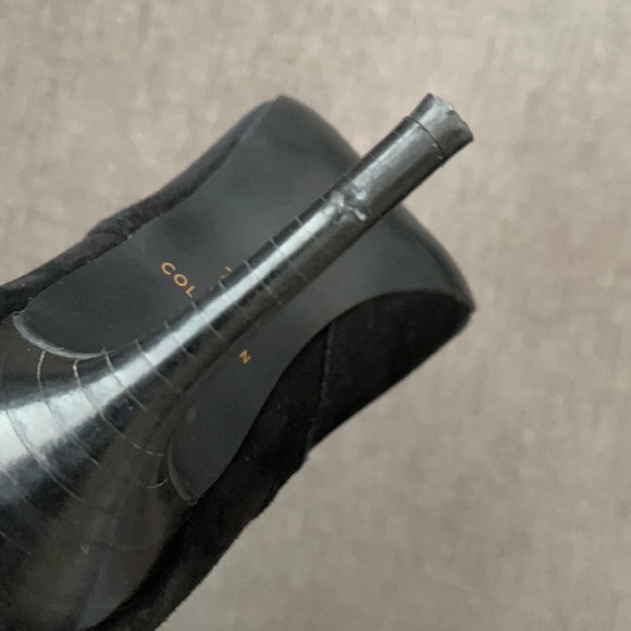 Cole Haan black suede heeled thigh high boots. - Picture 5 of 7